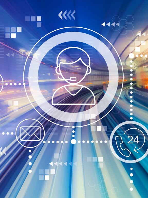 Kundenservice 24 Stunden 7 Tage die Woche mit abstrakter Hochgeschwindigkeitstechnologie POV Bewegungsunschärfe